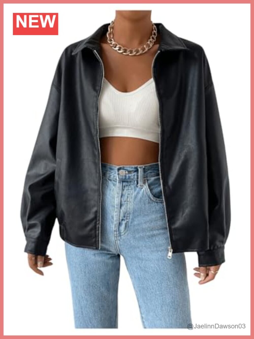 Faux Leather Jacket Motorcycle Biker Shacket Coat Long Sleeve Zip Up Casual